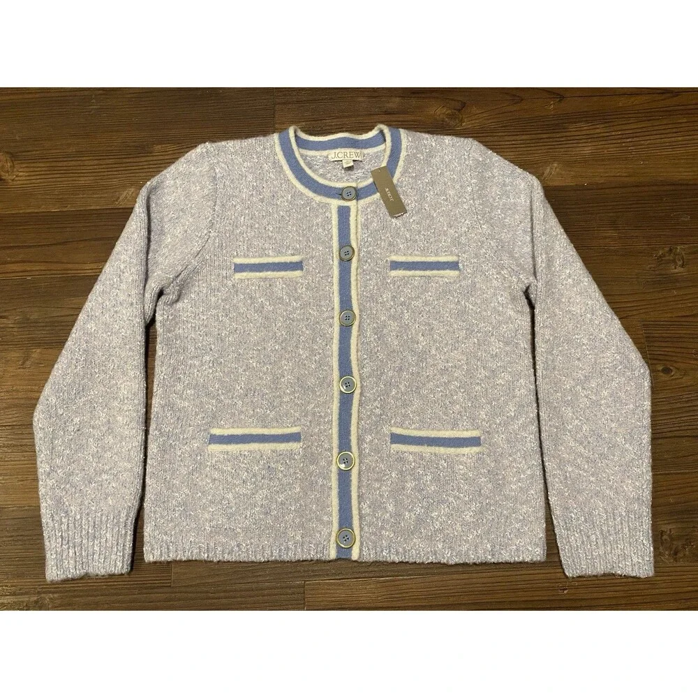 J.Crew Marled Sweater Lady Jacket Lilac Blue Pale SeaScap Med BM639 J Crew - NWT - Picture 2 of 10